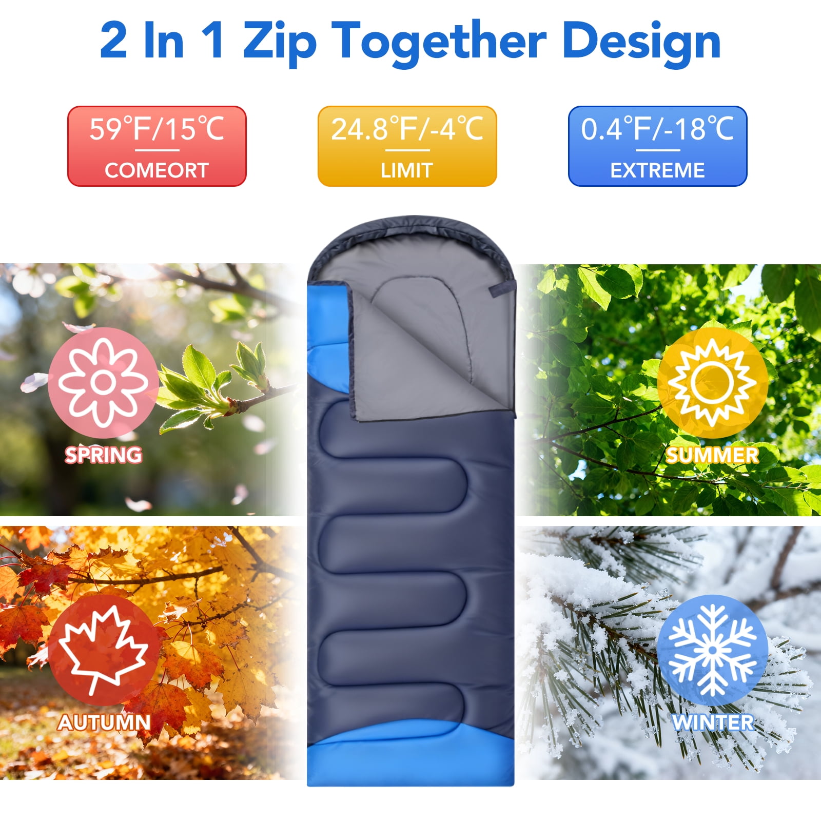 SPBTAR Sleeping Bag, Waterproof Windproof Lightweight Sleeping Bags for Adults & kids with Compression Sack, All Season Sleeping Bags  for Camping, Hiking, Travel, Outdoor