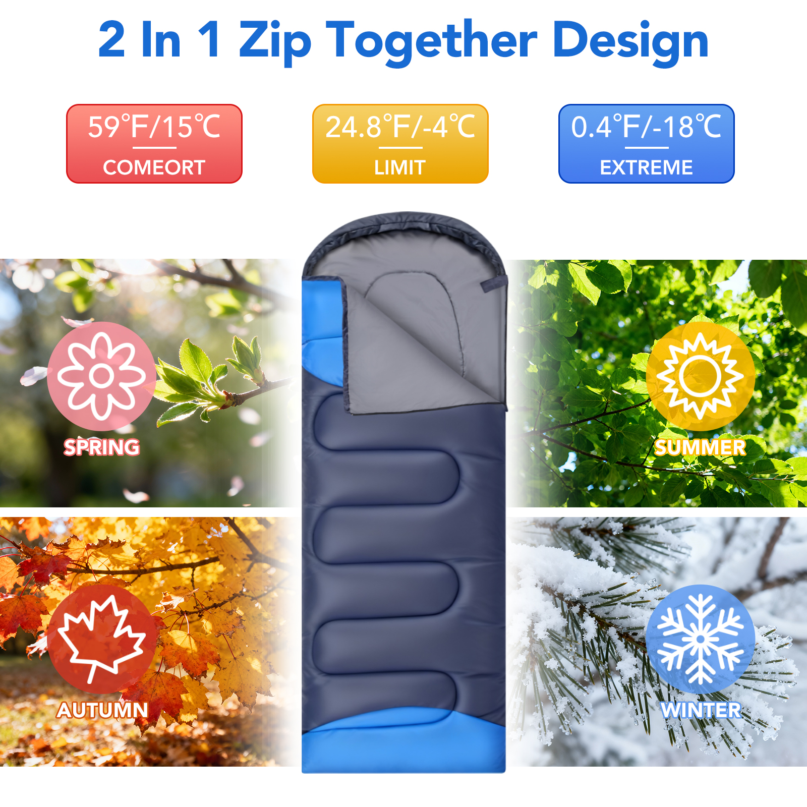 SPBTAR All-Season Waterproof Sleeping Bag with Compression Sack photo 3