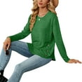 thumbnail image 3 of MOMOFEEL Long Sleeve Tunic Tops for Women Crewneck Sweatshirt with Side Buttons Casual Shirts Pullover (M9004 Green), 3 of 7