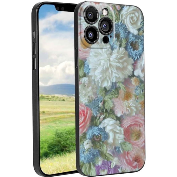Vintage-Floral-Art-Design-373 Phone Case, Degined for iPhone 13 Pro Case Men Women, Flexible Silicone Shockproof Case for iPhone 13 Pro