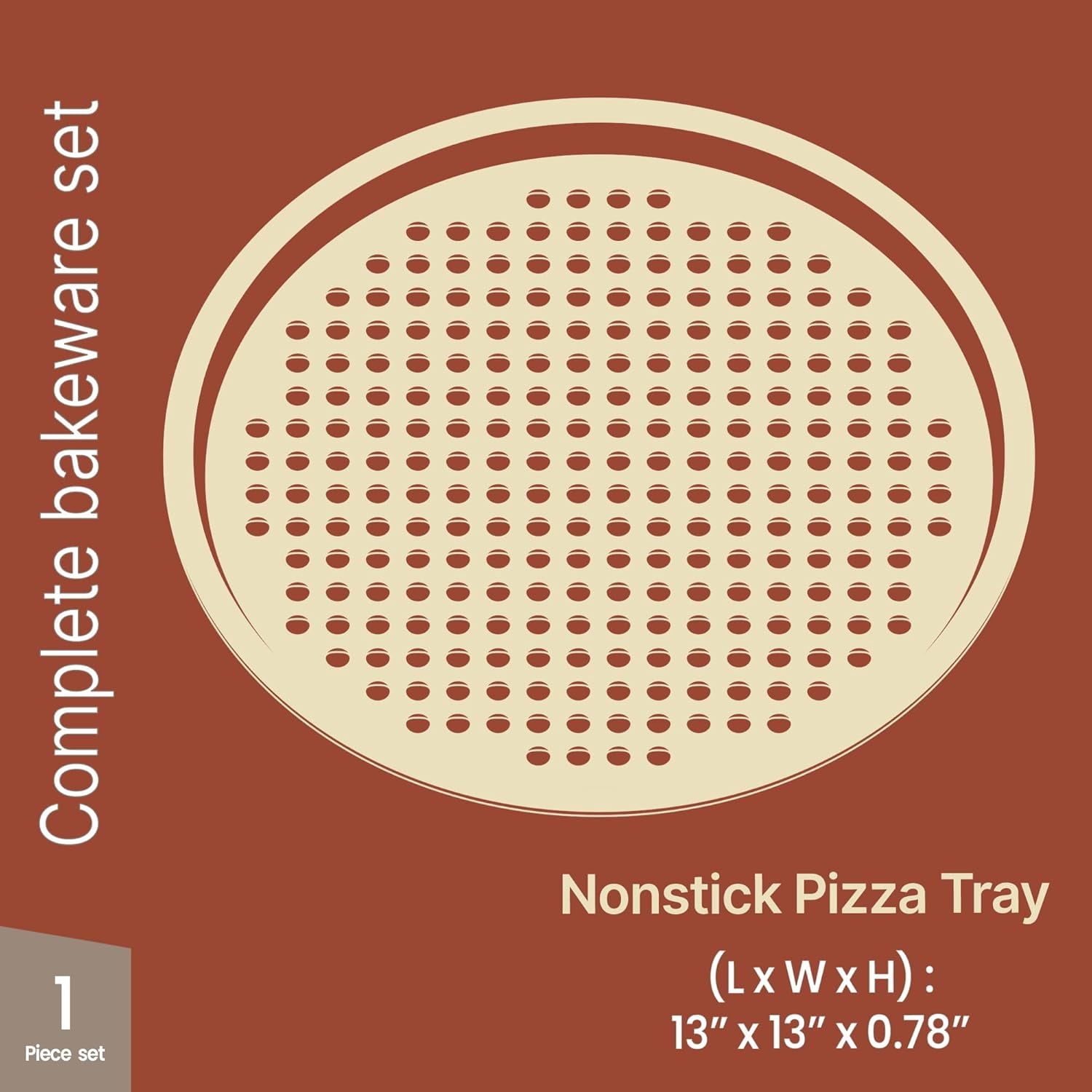 Bakken Pizza Baking Pan - Round Perforated Carbon Steel Pan with Non-Stick Marble Coating, Oversized Silicone Handle, Dishwasher Safe, High-Temperature Resistant, Durable & Easy Cleanup Gray, 2 Pack