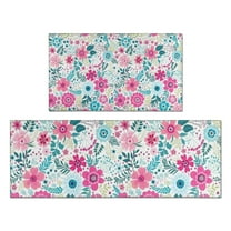 Pioneer Flower Floral Print Pattern Kitchen Rugs Sets Of 2,Anti Fatigue Kitchen Mat Rugs Non Slip Washable,Decorative Kitchen Floor Mats for Kitchen,Sink,Laundry,17"x30" 17"x47"