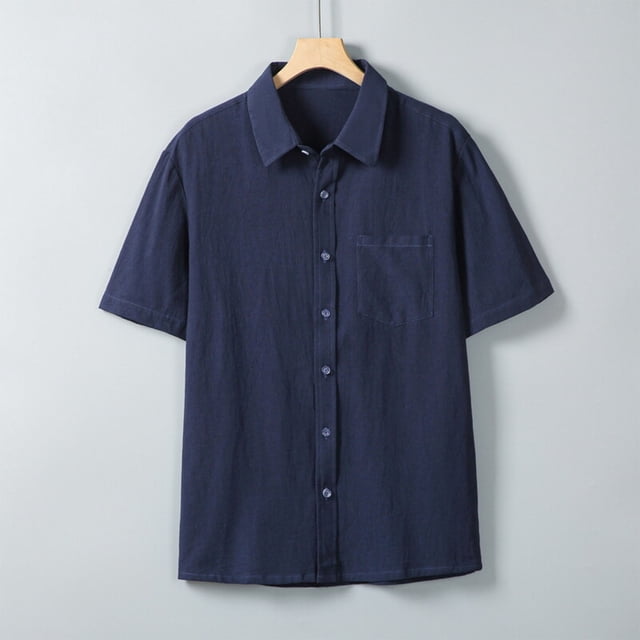 pstuiky camisetas de hombre, Camisa informal de manga corta con solapa y botones de color liso para hombre ropa de hombre xxxxxl