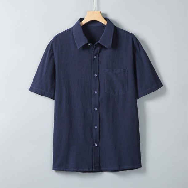 pstuiky camisetas de hombre, Camisa informal de manga corta con solapa y botones de color liso para hombre camisetas de hombre xxxxl