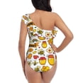 thumbnail image 5 of Sikiie Bees And Honey 1 Print Women One Piece Swimsuits Tummy Control One Shoulder Bathing Suits Ruffle Swimwear, From S to XXL-XX-Large, 5 of 6