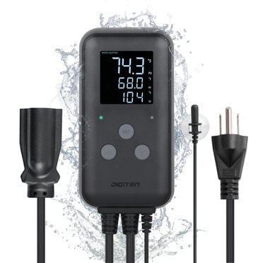 Waterproof Temperature Controller Digital Thermostat for Home Brewing Fermentation Breeding Incubation Greenhouse Terrarium, Heating & Cooling Outlet Temperature Controller 110V 10A 1100W