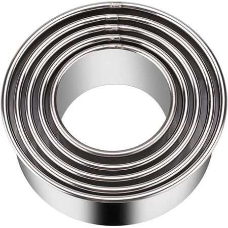 

Biscuit Cutters Set Sturdy Stainless Steel Circle Round Cookie Cutters in Graduated Sizes Shape Molds for Pastries Doughs Doughnuts 5 Pieces