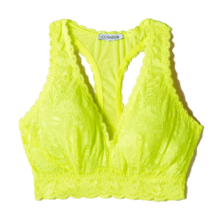 Cosabella Never Say Never CURVY Racie Racerback Bralette  (NEVER1355),Large,Neon Yellow 
