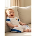 thumbnail image 4 of BemeyourBBs Newborn Baby Boys Spring Summer Fall Clothes Infant Baby Boy Mama's Boy Outfits Waffle Patchwork Bear Embroidered Short Sleeve Rompers Long Pants 2Pcs Clothes Set, 4 of 9