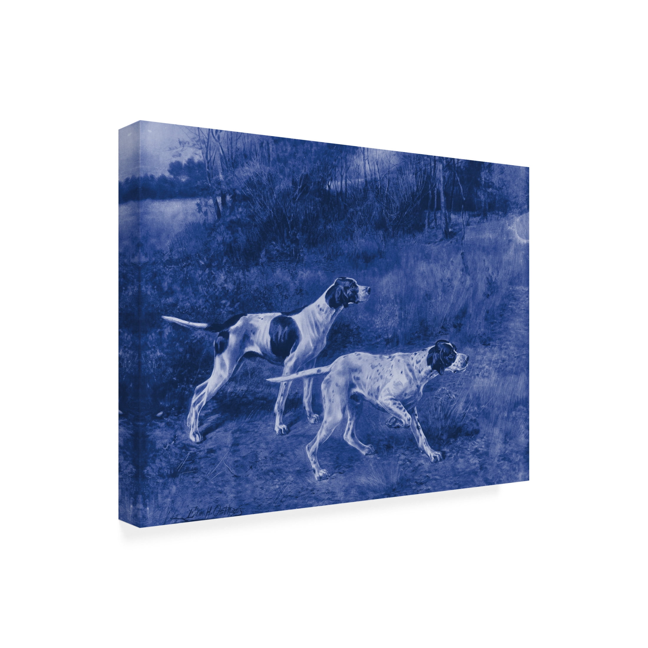 Canvas Wall Art - Vision Studio 'Antique Blue Dogs III' Wall Art for Living Room, Bedroom, or Office Décor by Trademark Fine Art - 19 x 14 Inches