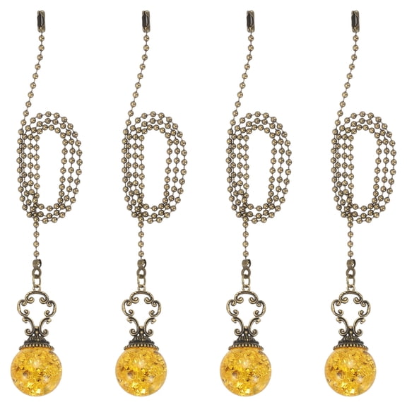 Uxcell 4 Pcs 22" Crystal Ceiling Fan Pull Chain, Amber ( Ball)