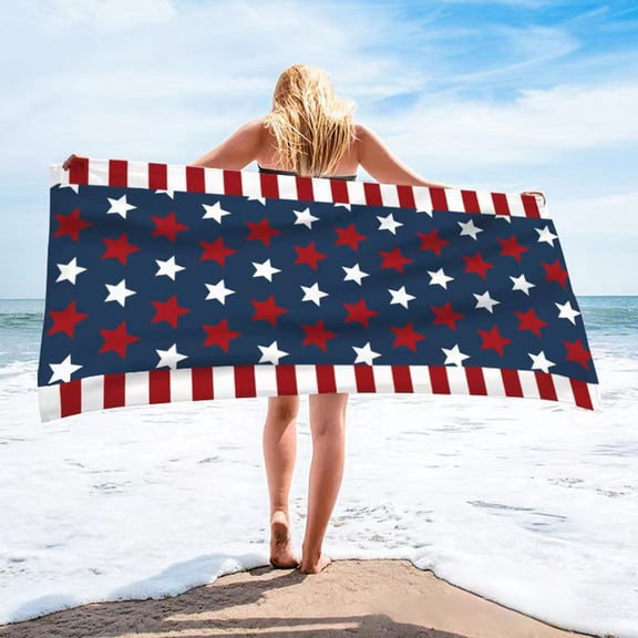 Gosuguu 4th of July Beach Towels - Red, White & Blue Patriotic Towels, Large Soft Towels for Summer Pool, Beach, & Picnic, Ideal for Outdoor Celebrations