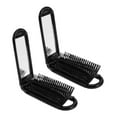 thumbnail image 5 of NICEXMAS 2Pcs Purse Hair Brush Folding Collapsible with Mirror for Styling Black, 5 of 8