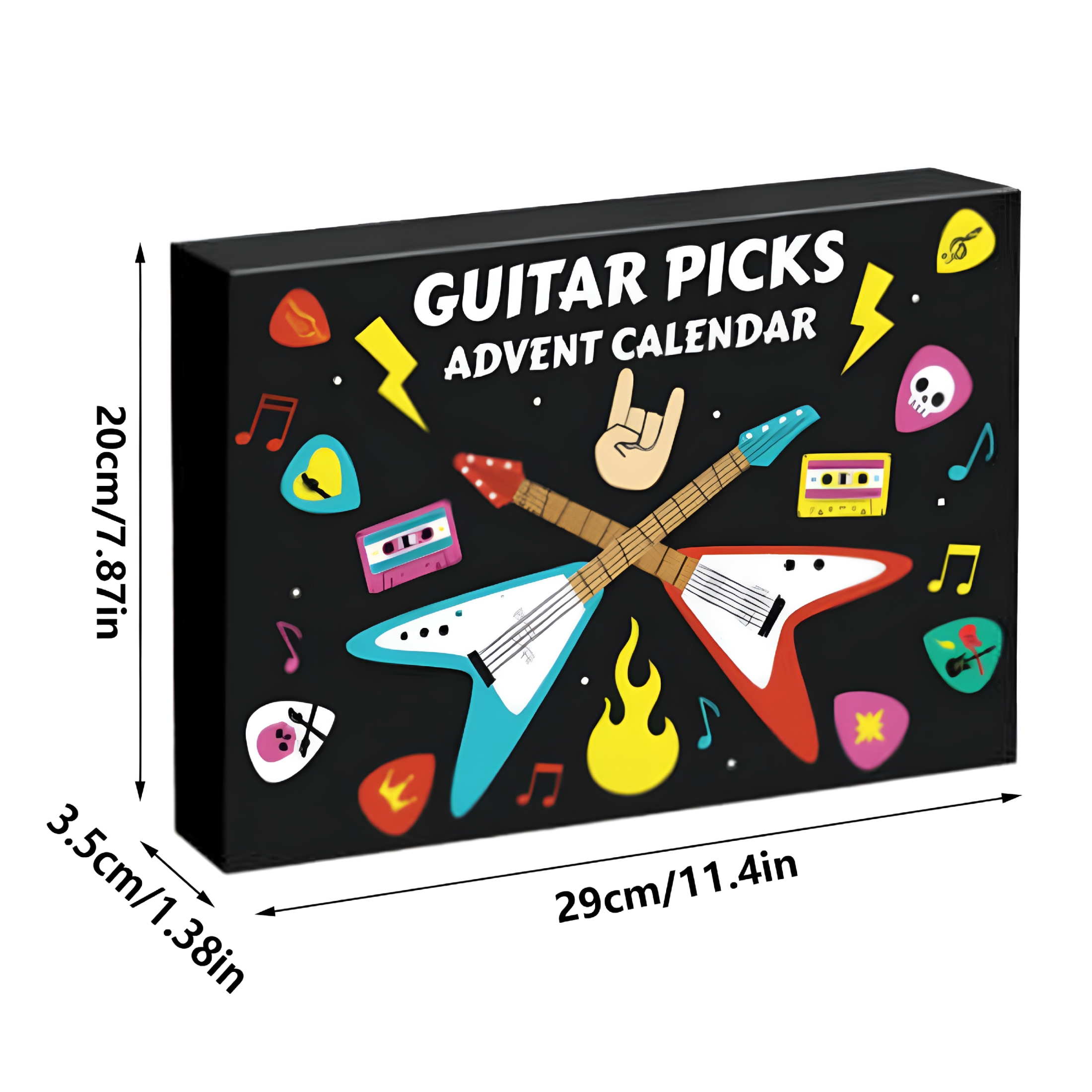 BESTSKY 2026 New Guitar Picks Advent Calendar ,24-Day Countdown with Celluloid/Wood/Oud Picks,Pick Holder&Metal Tin Case,For Guitar,Bass,Ukulele Players for Guitar,Bass,Ukulele(48Pcs)