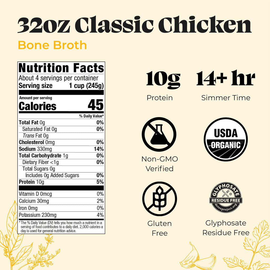 Pack of 6, Kettle And Fire Classic Chicken Bone Broth, 32 fl oz