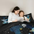 thumbnail image 5 of jejeloiu Letter H Monogrammed Bedding Comforter Set,Cartoon Astronaut Twin Comforter Sets,Galaxy Planet Bedding Set For Boys,Microfiber Room Decorative Reversible,2pcs, 5 of 8