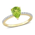 thumbnail image 1 of 1 1/7 Carat (ctw) Peridot Pear Ring 14K Yellow Gold with Diamonds, 1 of 5