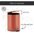 thumbnail image 6 of Terracotta Trash Can with Bamboo Lid and Pedal, 2.5L Capacity, 6 of 7
