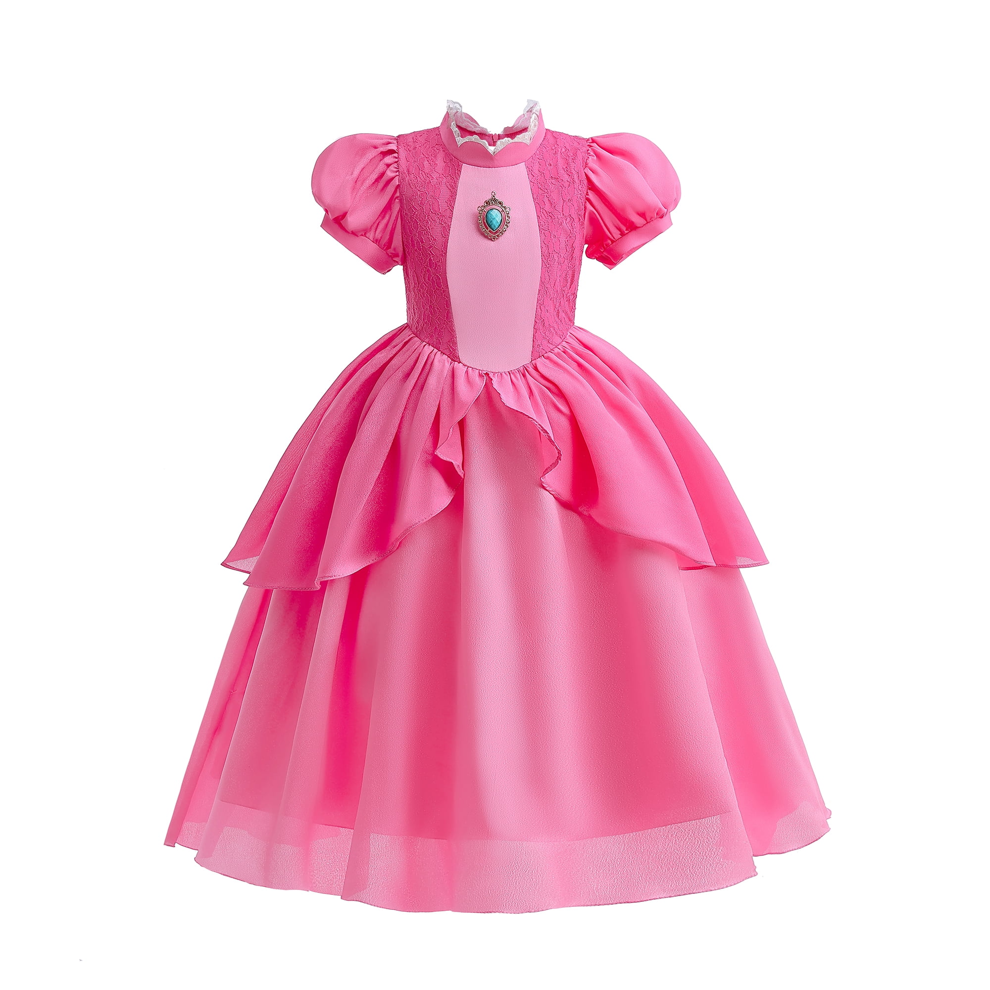 Princess Costume for Girls Dress up Outfit with Crown Gloves Earring Wand 3T 4T(P03,100)