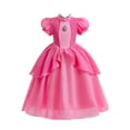 thumbnail image 5 of Princess Peach Costume for Girls Dress up Outfit with Crown Gloves Earring Wand 7-8Years(P03), 5 of 5