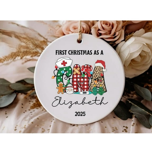 Personalized CNA Nurse Ornament, Custom CNA Gift, Certified Nurse Keepsake, First Christmas