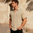 thumbnail image 5 of Kixjoy Button Down Shirt Men Short Sleeve Big and Tall Spring Shirts Collared Casual Dress Shirt Soild Trendy Soft Sweater with Pockets, Khaki M, 5 of 5