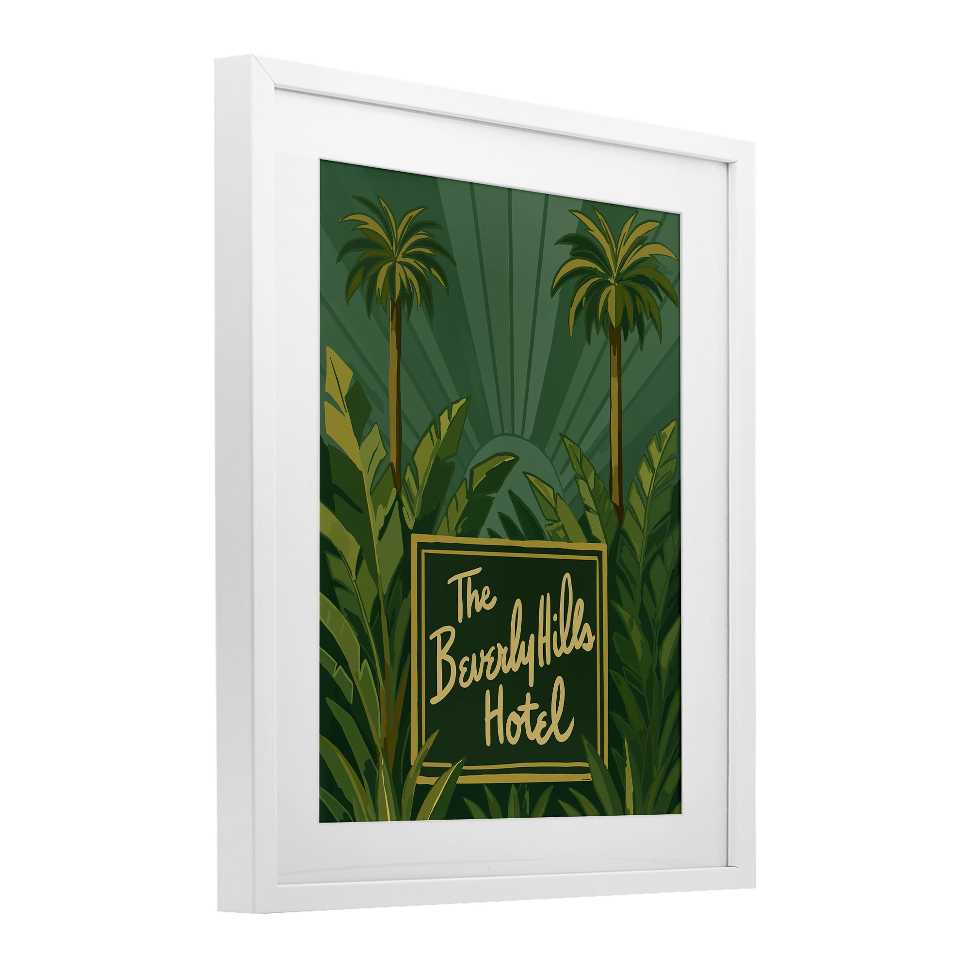 Stupell Industries Retro Beverly Hills Hotel White Framed Print Under Glass, design by Amelia Noyes