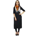 thumbnail image 6 of Bimba Black Straight Kurta Front Opening Rayon Kurti Indian Kurti With Scarf - 8, 6 of 8