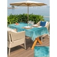 thumbnail image 5 of Outdoor Tablecloth with Umbrella Hole for Patio/Picnic/Party/Camping, Teal Green Ombre Waterproof Table Cloth Rectangle Table Cover Washable, Vintage Abstract Oil Painting Art Modern (60"x 84"), 5 of 9
