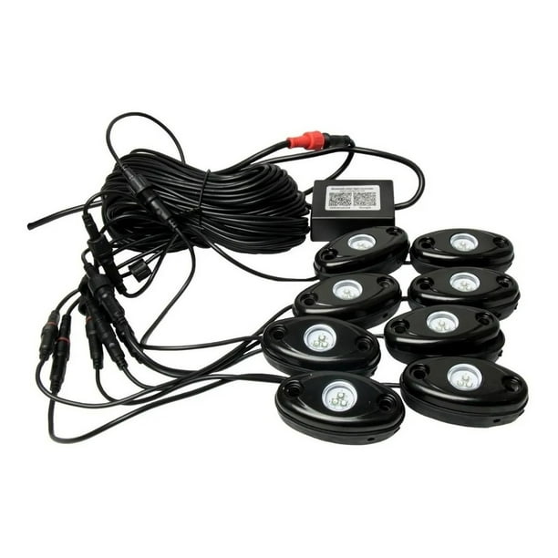 Dunari Powersports Kit de Luces Led RGB con 8 Luces Bluetooth App Universal Compatible con Rock Universal Off Road Arizone Led Rock Rgb 8 Luces Bluetooth App Universal