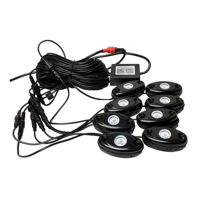 Dunari Powersports Kit de Luces Led RGB con 8 Luces Bluetooth App Universal Compatible con Rock Universal Off Road Arizone Led Rock Rgb 8 Luces Bluetooth App Universal
