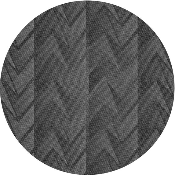 Ahgly Company Machine Washable Indoor Round Transitional Dark Gray Black Area Rugs, 5' Round