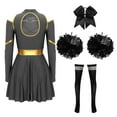 thumbnail image 4 of TiaoBug Womens Cheer Leader Costume Cheering Uniform Long Sleeve Dress with Stockings Black A S, 4 of 7
