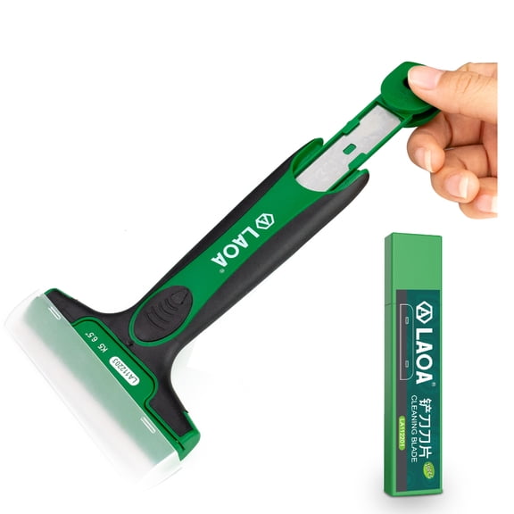 LAOA Glass Scraper Tile Scraper Clean Scraper Metal Blades Cleaning Tool for Wall,Glass, Floor Scraping Labels,Decals,Painting Stripping with Hidden Blade,Protective Cover and 10pcs Replacement Blades