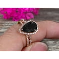 thumbnail image 5 of 2.25 Carat 10k Rose Gold 8x5mm Pear Shape Black Diamond Moissanite Engagement Ring Set Marquise Band Milgrain Art Deco With HALO Ring, 5 of 5
