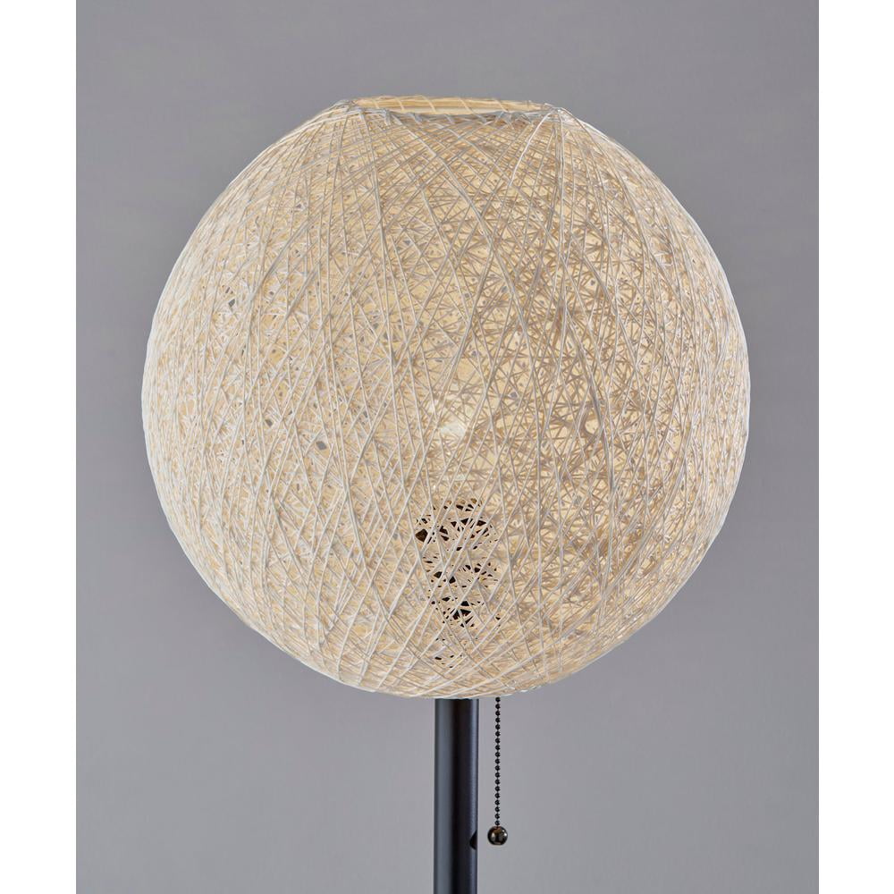 Adesso Havana 68" Dark Bronze Floor Lamp with Off-White Paper Rattan Globe Shade