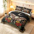 thumbnail image 3 of Homewish Boho Moths Twin Quilt Set,Wild Floral Mushroom Twin Coverlet Set,Black Gold,Black Reversible,2pcs, 3 of 7