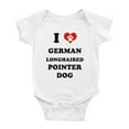 thumbnail image 1 of I Heart German Longhaired Pointer Dog Funny Baby Rompers Bodysuit (White, 18-24 Months), 1 of 5