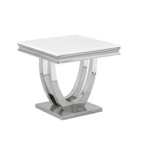 Terracotta Silver Square Faux Marble End Table