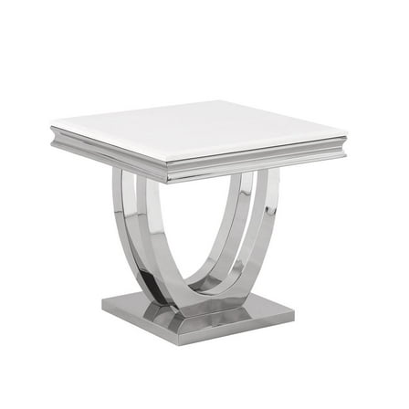 Terracotta Silver Square Faux Marble End Table