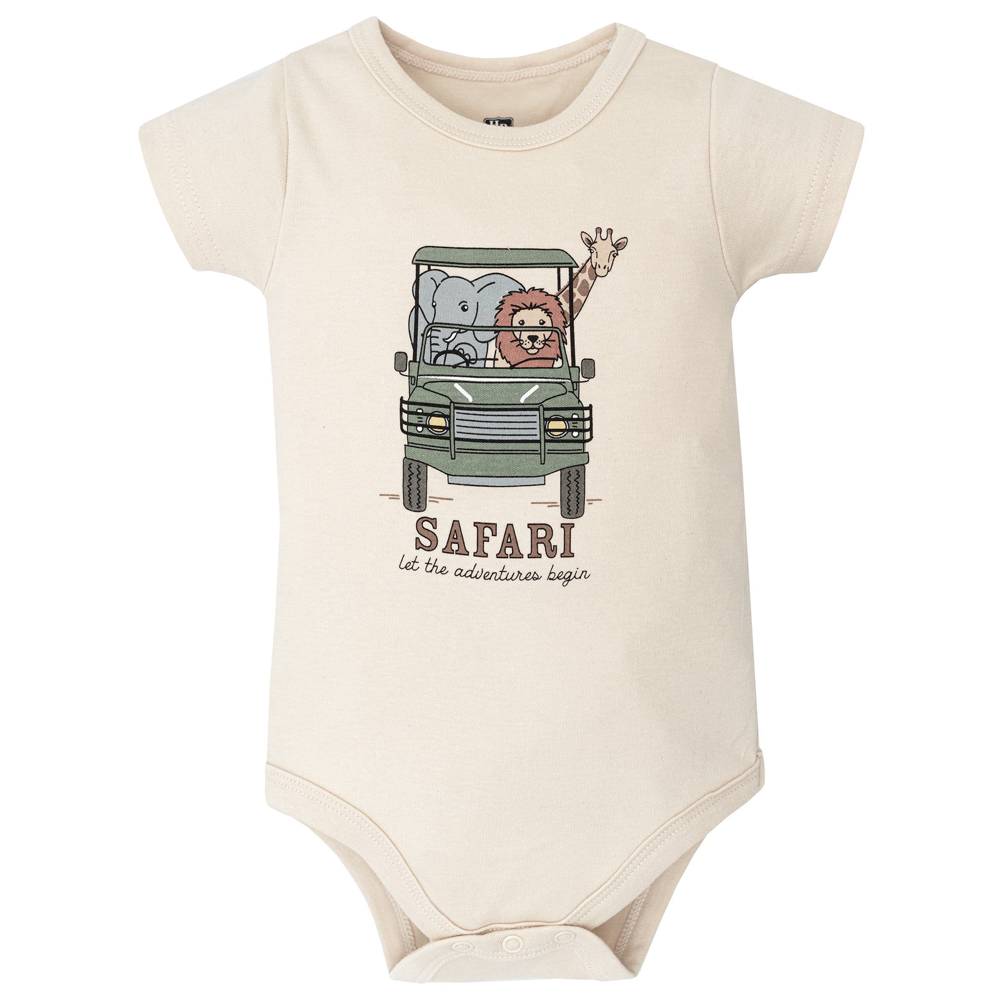 Hudson Baby Boy Cotton Bodysuit, Shorts and Shoe Set, Going On Safari, 3-6 Months