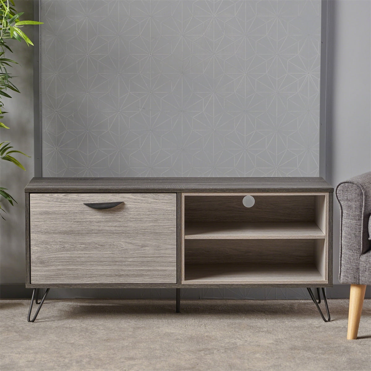 Kepooman Contemporary TV Media Stand, Living Room Entertainment Center with Storage, Storage Shelves and Cabinets for Living Room Bedroom, Grey Kepooman Contemporary TV Media Stand, Living Room Entertainment Center with Storage, Storage Shelves and Cabinets for Living Room Bedroom, Grey