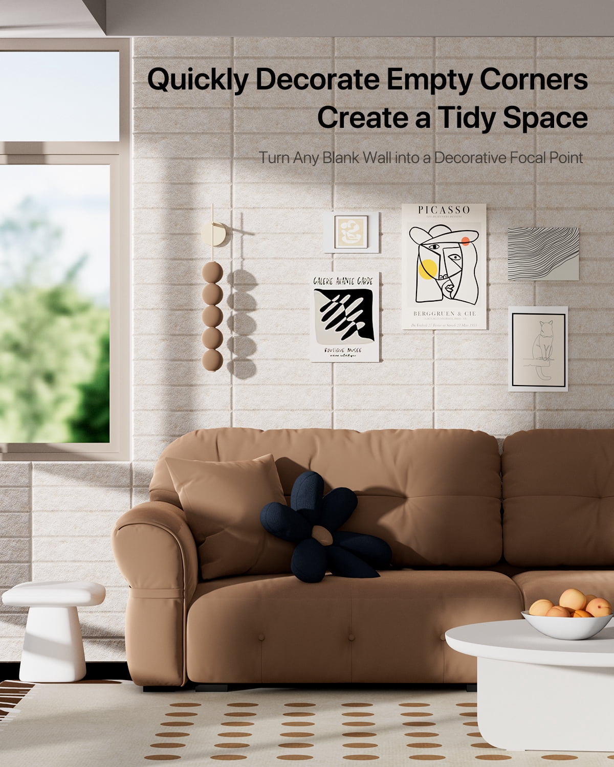 Large Cork Board, 12 Pack 12"X12"X0.4" Felt Bulletin Board Tiles with Self Adhesive for Wall Home Office Decor, Pin Cork Boards-Beige