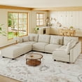 thumbnail image 4 of LLappuil Modular Sectional Sofa, Modular Sectional Couch with Storage, 7 Seat Corduroy Oversized Sofa with 5 Back Cushion 5 Throw Pillow Beige, 4 of 10