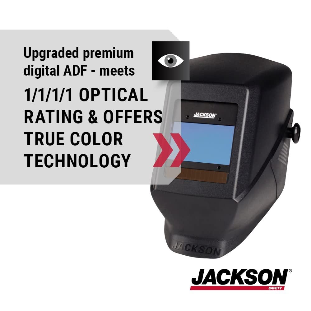 Jackson Safety Ultra-Lightweight Insight HSL-100 Welding Helmet with Digital Variable Auto Darkening Filter, Nylon, HSL-100, Black, Universal Size, 46129
