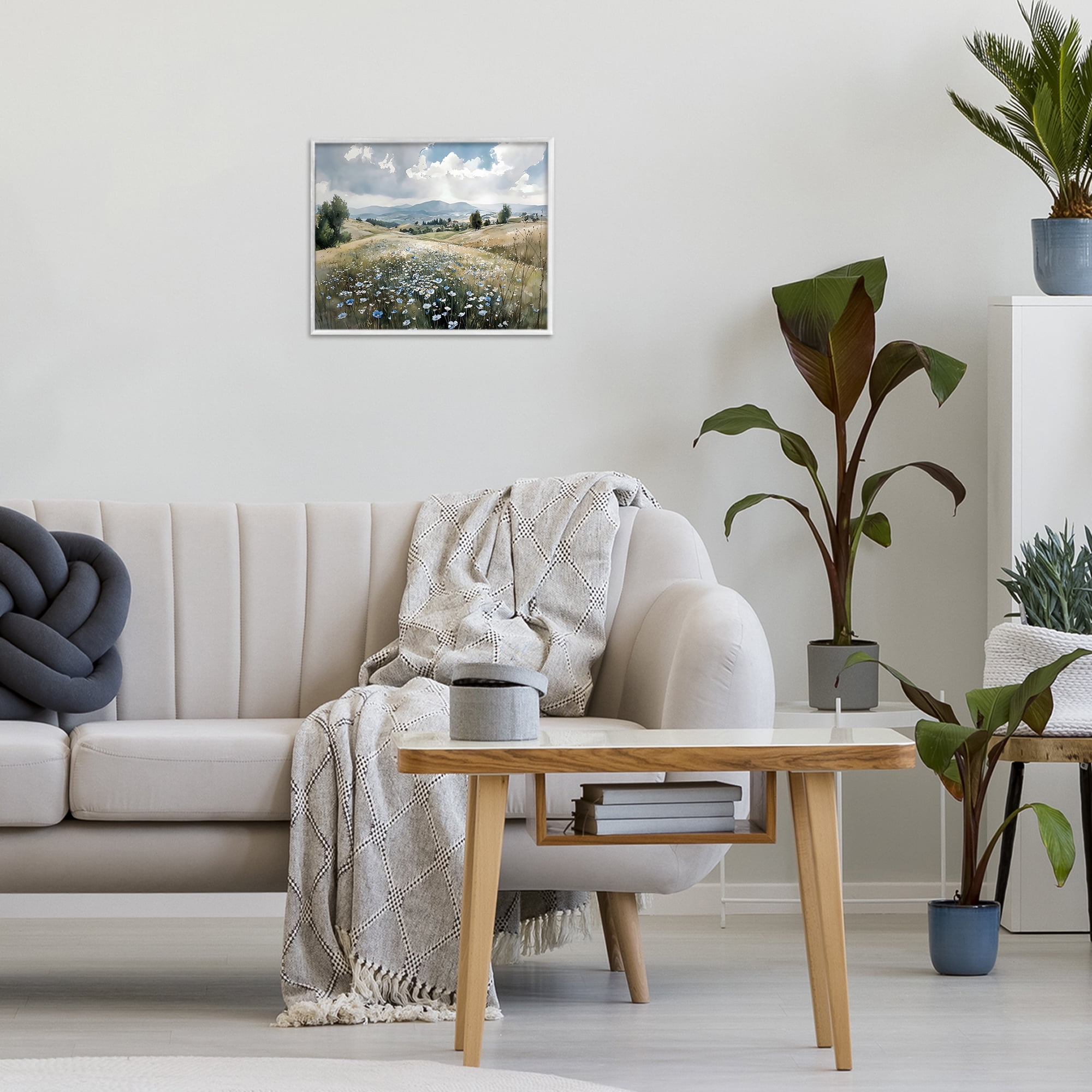 Stupell Industries Poppy Blues Across Meadow White Framed Giclee Art, design by Franklyn Gregory