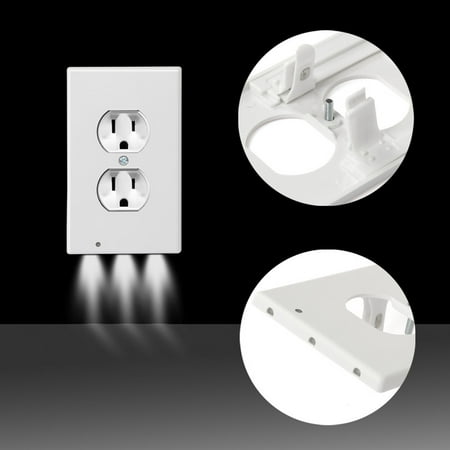 - LED Wall Outlet GuideLight by Dazone- Safety Power Outlet Wall Cover With LED Night Lights, Easy Snap On Outlet Cover Plate