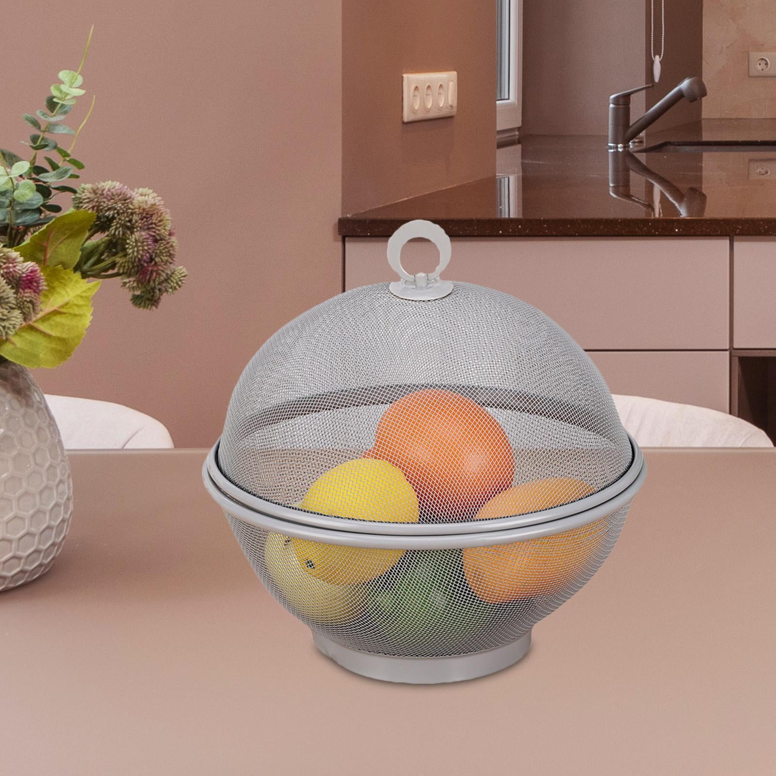 Fruit Basket with Lid Covered Fruit Bowl Strainer Food Strainers Multipurpose Decorative Fruit Bowl for Fruit Display Stand Kitchen Counter Gray