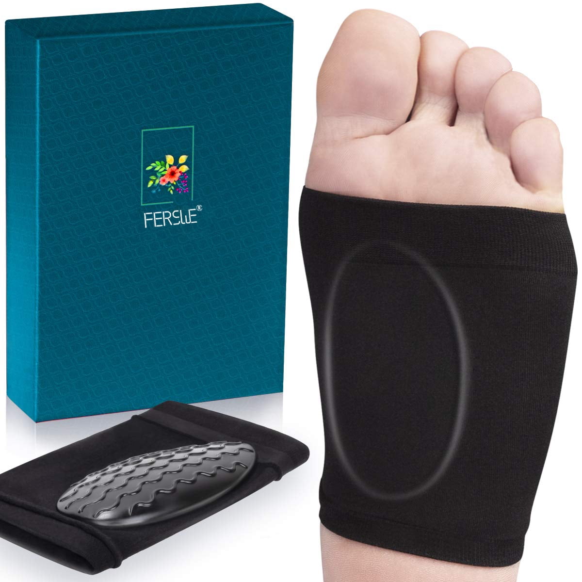 FERSWE Arch Support Sleeves, 1 Pair Plantar Fasciitis Relief Brace for