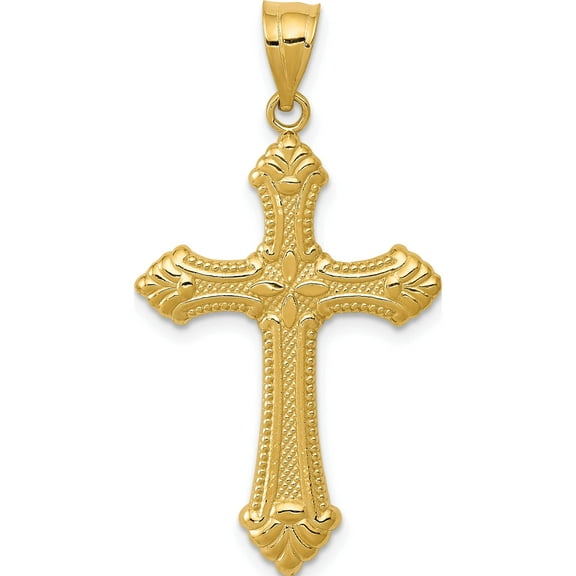 14K Yellow Gold Polished Cross Pendant (37 X 20) Made In United States d1523